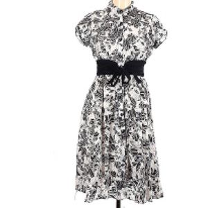 Sandra Darren Floral Tie Waist Short Sleeve Casual Summer Party Dress